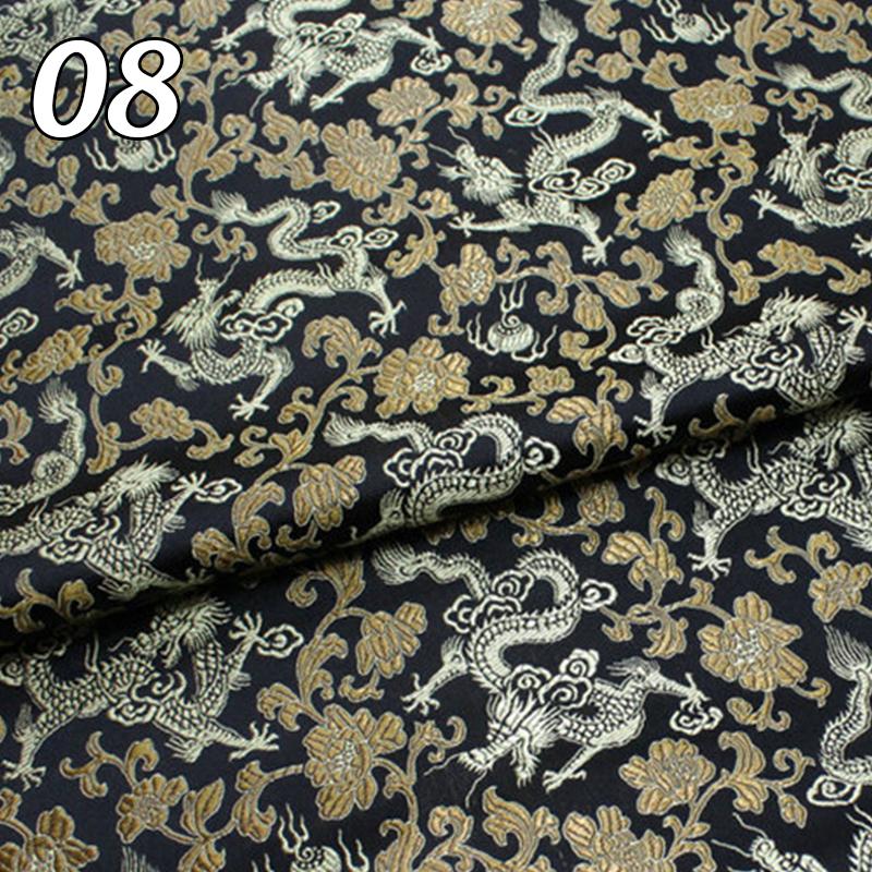 Chinese Traditional Embroidered Silk Brocade Dragon Pattern Fabric Tang Suit Hanfu Cheongsam Kid Wear Pillow Decoration Handmade