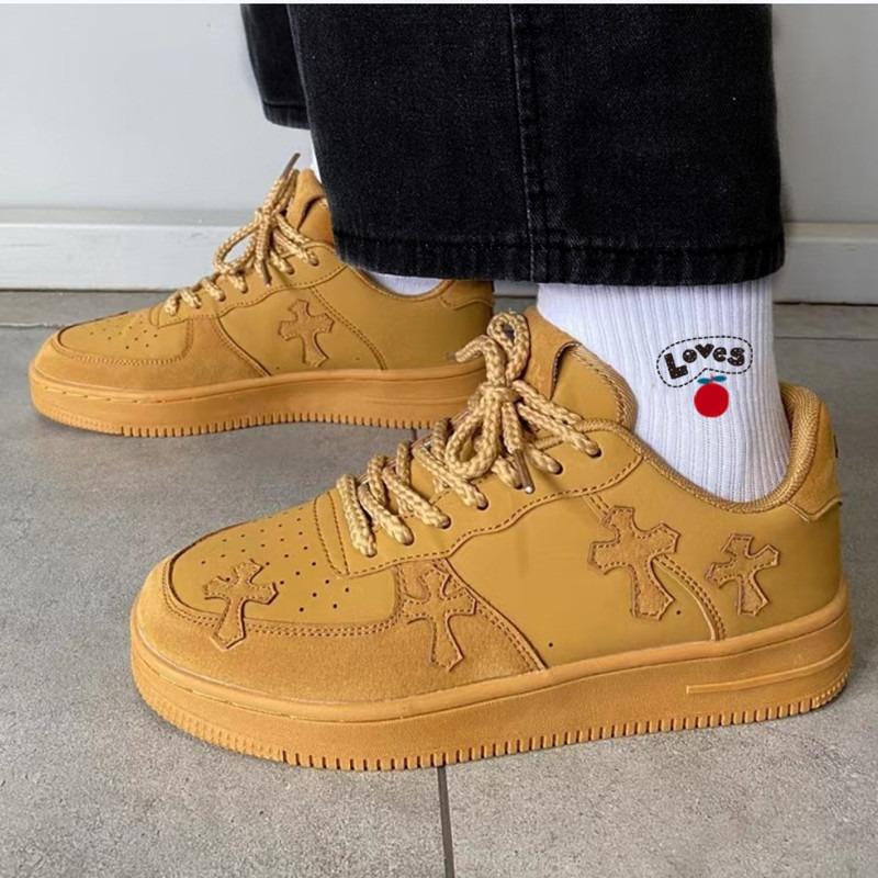 Wheat color niche design casual board shoes retro platform sneakers autumn men's shoes