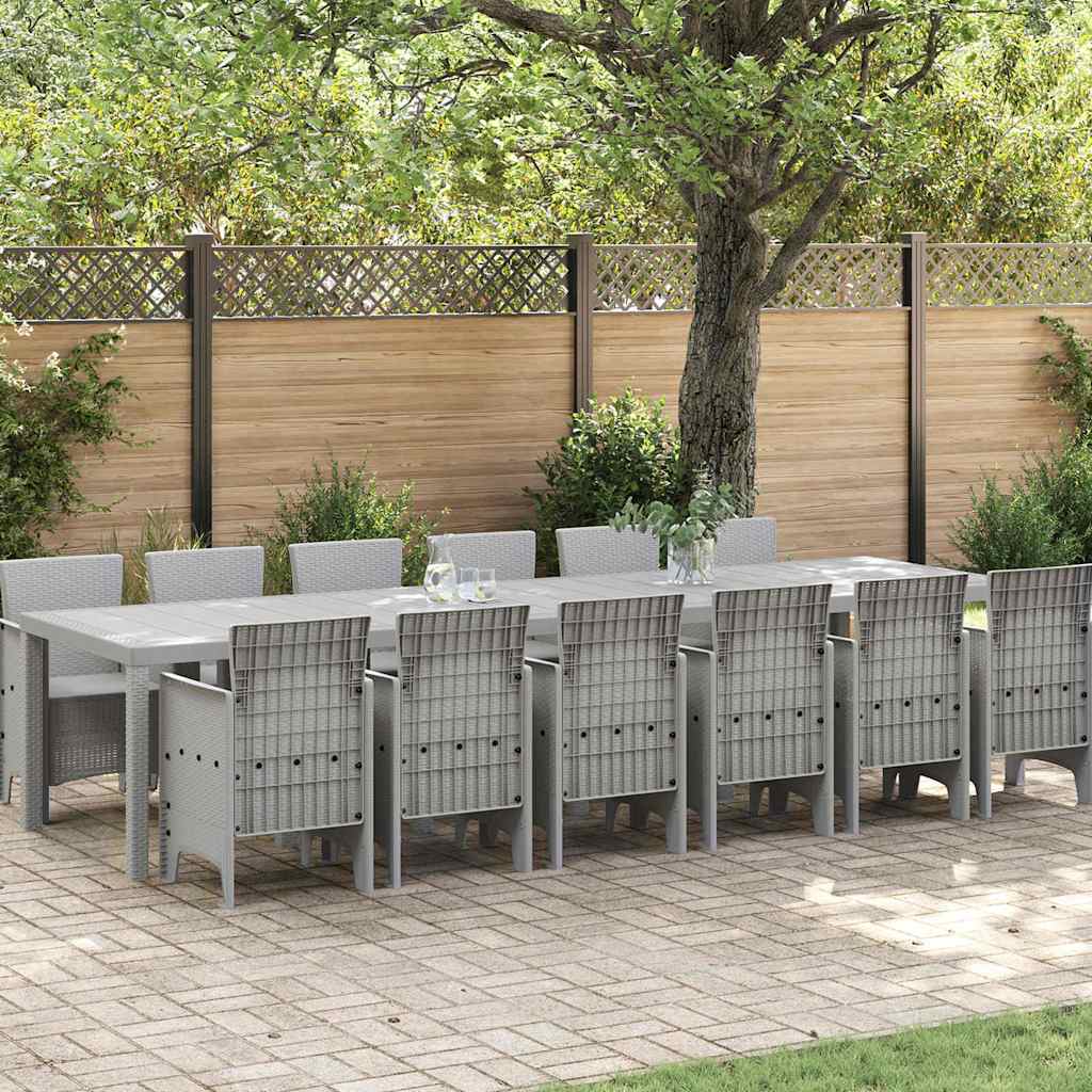 Garden Dining Set 13 pcs Light Grey PE Rattan