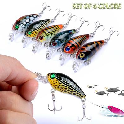 6pcs/set Mini Crank Fishing Lures Wobblers Crankbait Plastic Hard Fake Baits