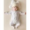 Korean Uamtor Spring Baby Cross-Front Tie Belly-Protecting Butterfly Romper Baby Jumpsuit All-Season Romper