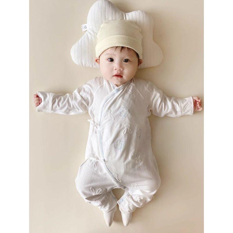 Korean Uamtor Spring Baby Cross-Front Tie Belly-Protecting Butterfly Romper Baby Jumpsuit All-Season Romper