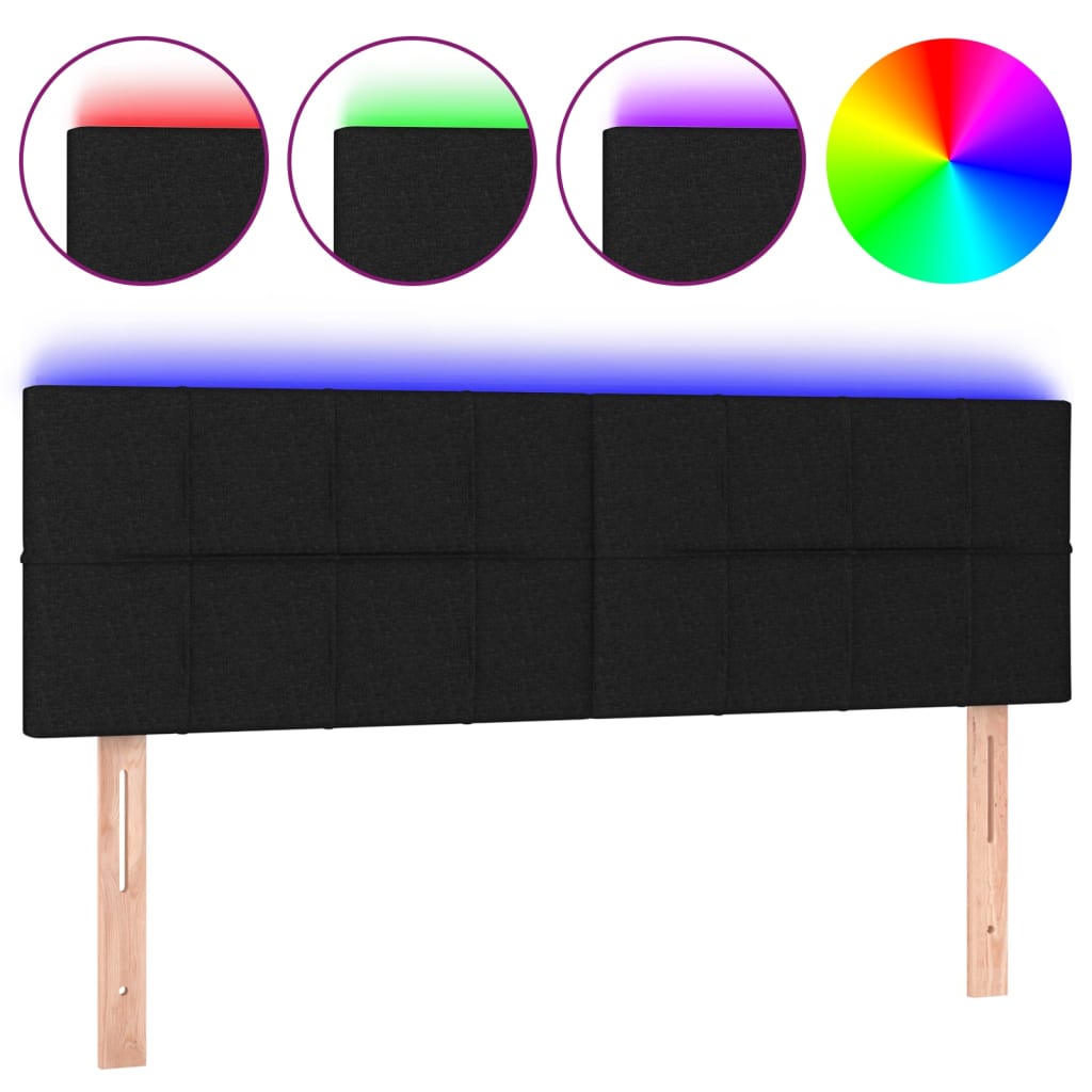 Vidaxl Bed Headboard with LED, Black, 144X5X78/88 Cm, Fabric