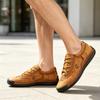 Men's Low-Top Hand-Stitched Leather Casual Shoes for Outdoor Walking in British