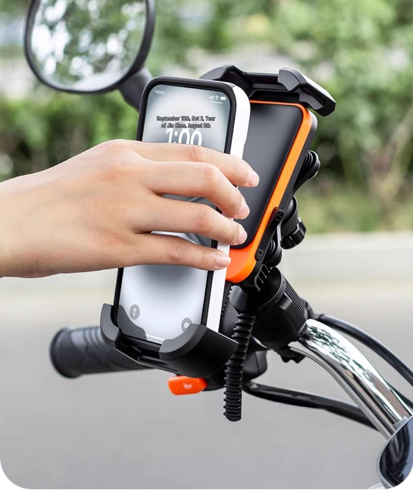Electric Vehicle & Motorcycle Phone Holder with Battery for Navigation