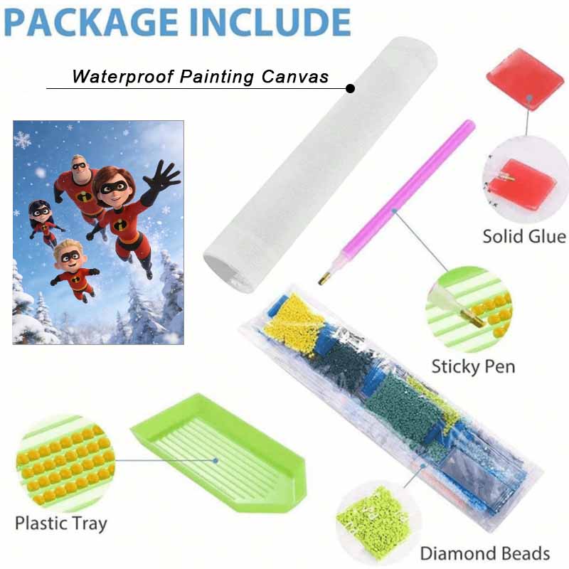 Disney Diamond Art Painting Kit 5D Diamond Incredibles Dot Art Gemstone Crystal Paint Diamond Home Wall Decor