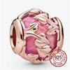 925 Sterling Silver   Autumn New Charm Flower Pink Series Charm Beads Fit Original Bracelets Women Jewelry