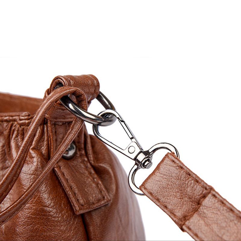 New Fashion Retro Shoulder Bag Women's Handbag Multi Layer Large Capacity Travel PU Leather Crossbody Bag AVE