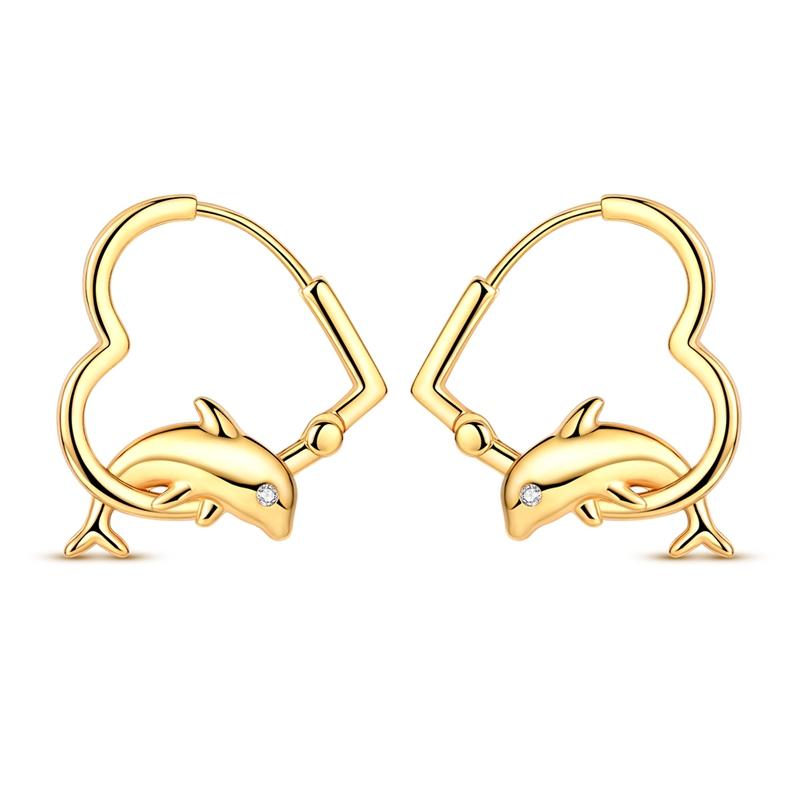 Hoops Earring Copper Dolphin Heart Star Moon Sun Celtic Knot Earring For Women Girls Party Birthday Fashion Jewelry