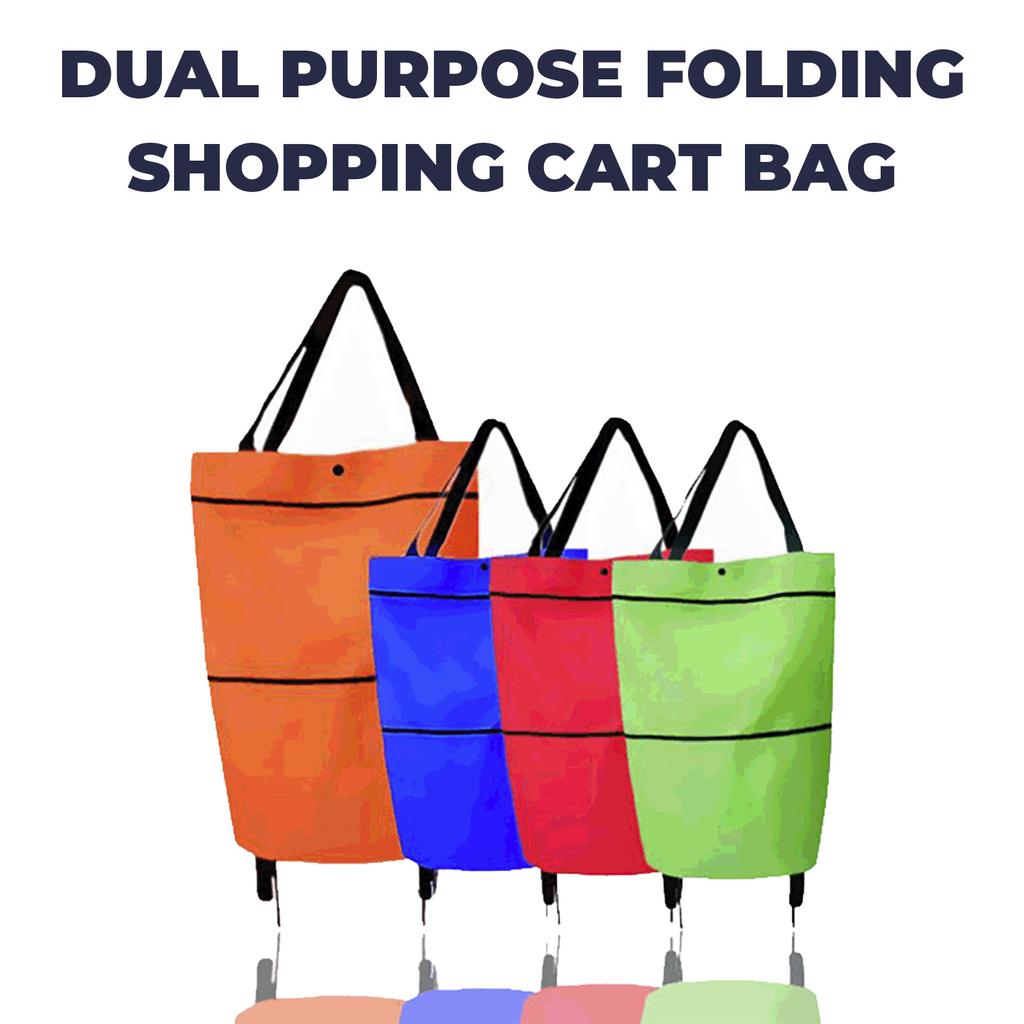 Foldable Shopping Bag Trolley Oxford Cart Wheel Handbag Eco-Friendly Reusabl