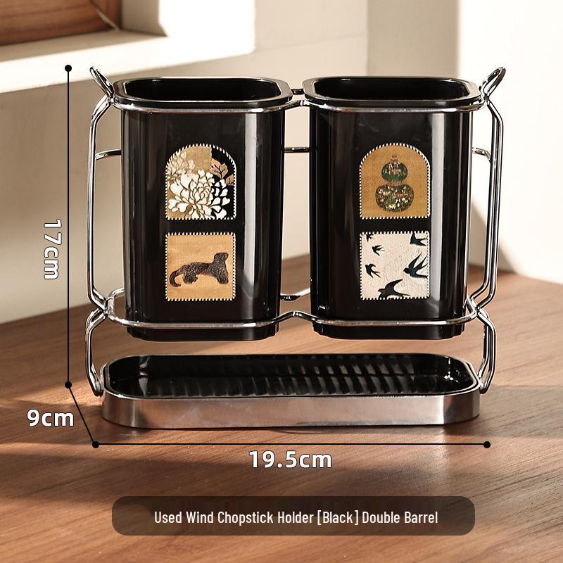 Punch-Free Wall-Mounted Chopstick & Spoon Holder - Multi-Functional Kitchen Draining Rack
