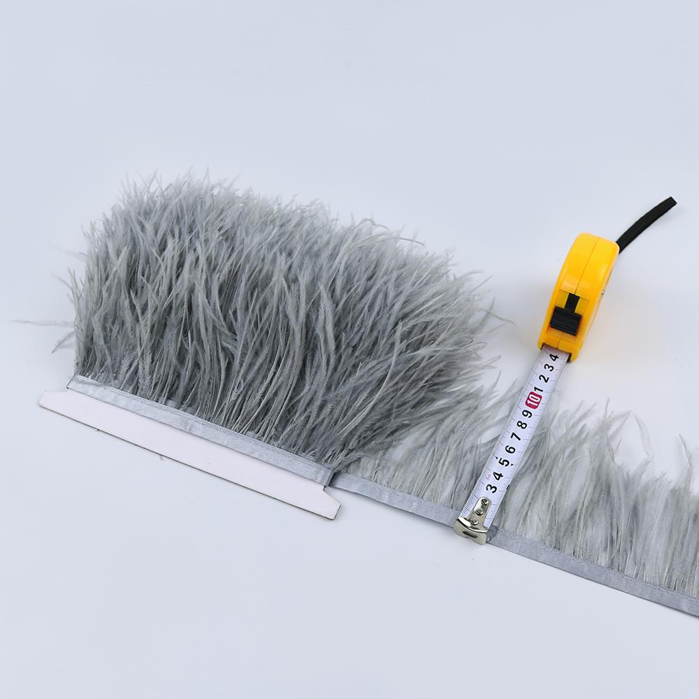 Feather1Meter 8-10cm Ostrich Feather Trim Fringe Ribbon Lake Blue for Dress Clothes Sleeve Decoration Sewing Plumes Fabric Fashion