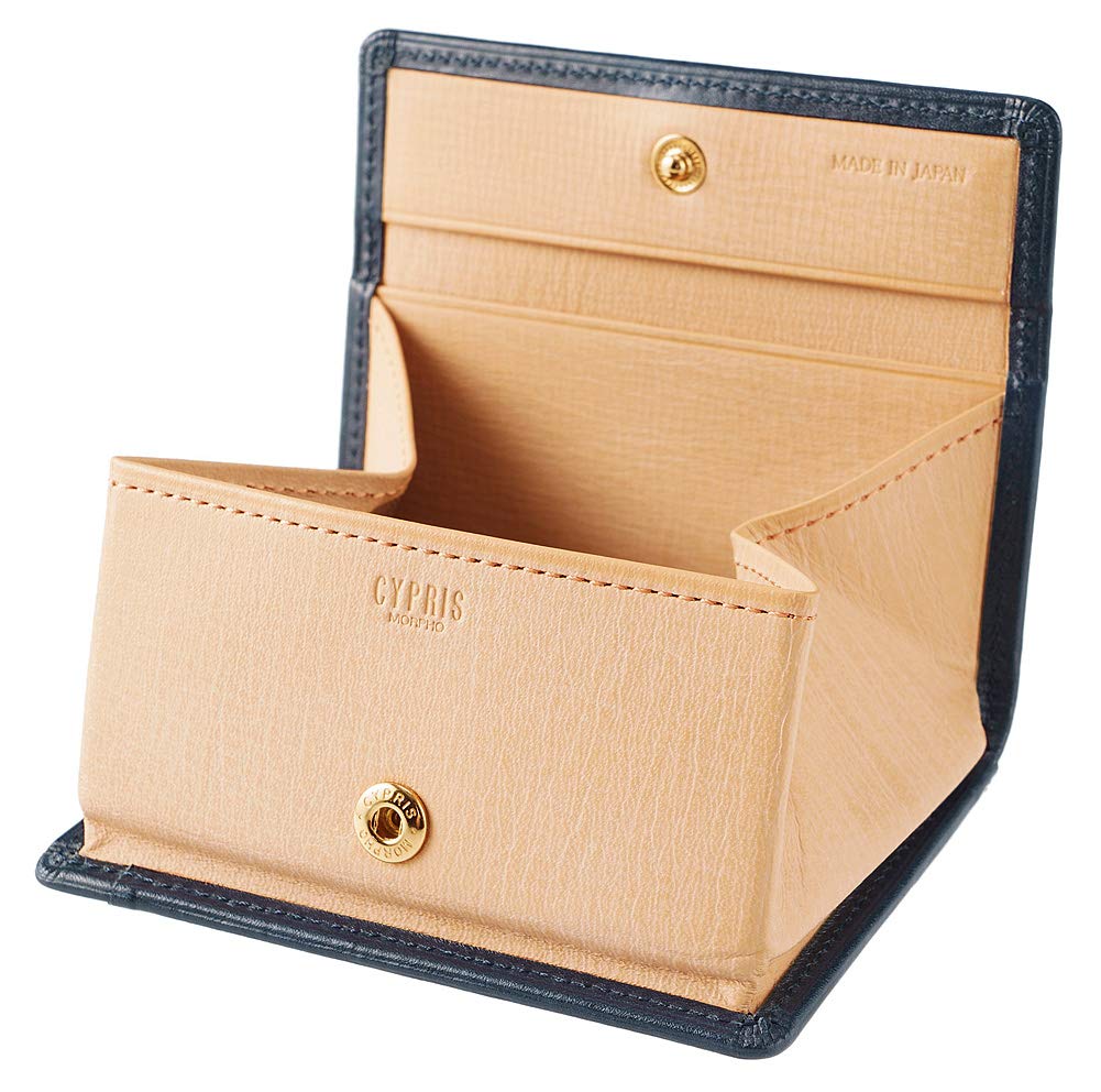 CYPRIS Shirasagi Leather Coin 8239 Purse, Box-shaped Leather, Father's Day, Men's Gift, Present, Birthday, Boyfriend, Navy,