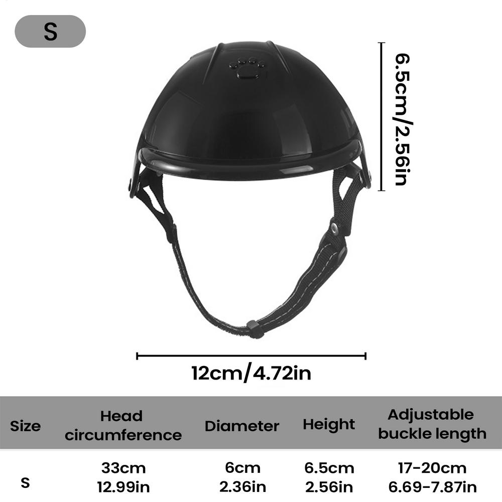 Pet Motorcycle Helmet Ear-Exposing Pet Hat Adjustable Lightweight Hard Material Black Pet Helmet Ear Hole Pet Helmet Cat Dog Hat