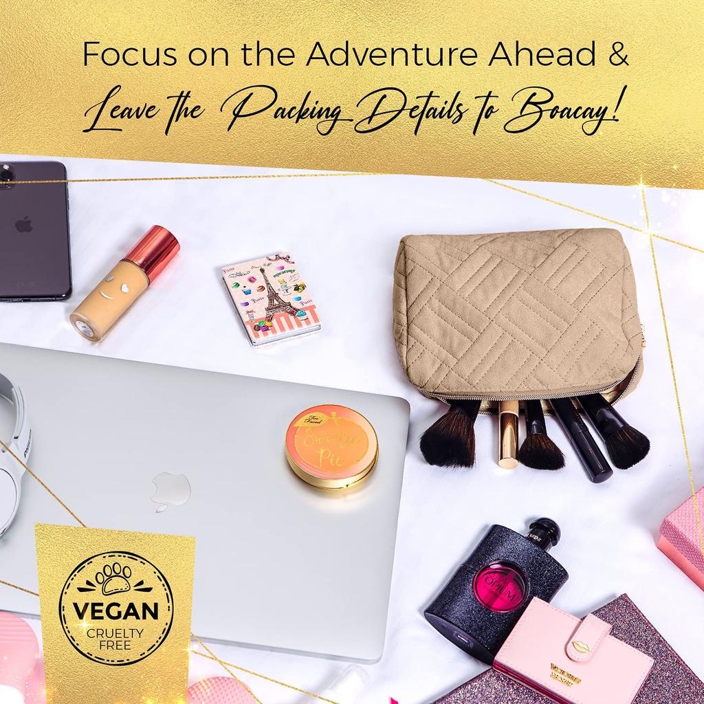 BOACAY Small Makeup Travel Cosmetic Pouch for Women and Zippered Toiletry Organizer for Cute Mini Case for Accessories and Brushes Bag, Kids, Purse,