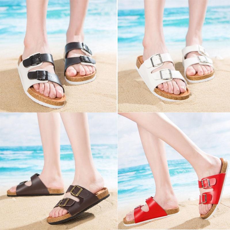 Elegant Women's Slide Buckle T-strap Cork Footbed Platform Flip Flop Shoes Sandals