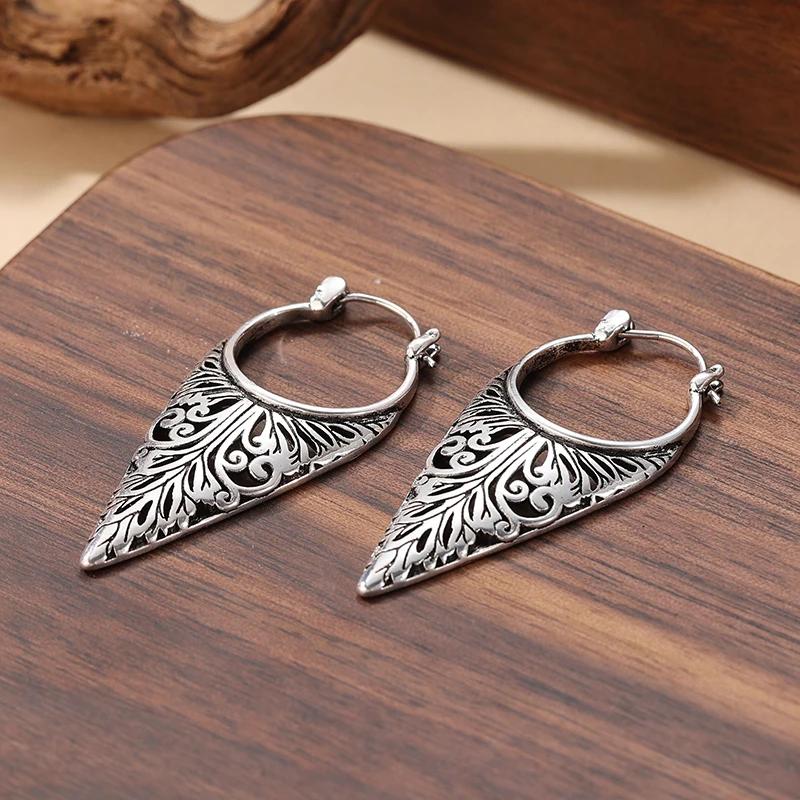 Vintage Hollow Earrings Ancient Geometric Drop Earrings For Women Earing Jewelry Leaf Pattern Earings