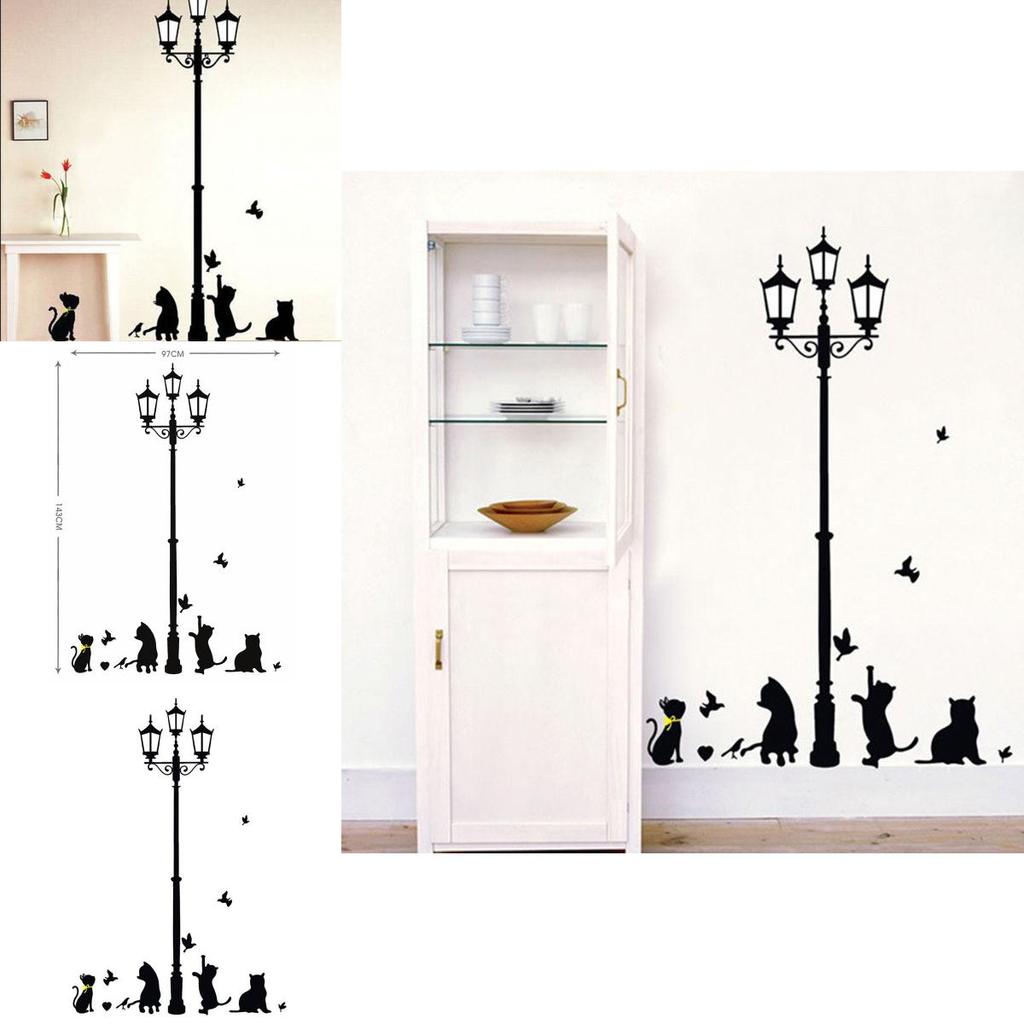 Quality Home Decor Wallpaper Pvc Wall Stickers With Cartoon Animal Butterfly And Cat Design**