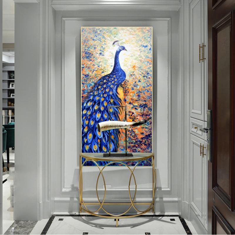 Abstract Animals Oil Painting Wall Art Posters and Prints On Canvas Beautiful Peacock Pictures for Living Room Decor No Frame