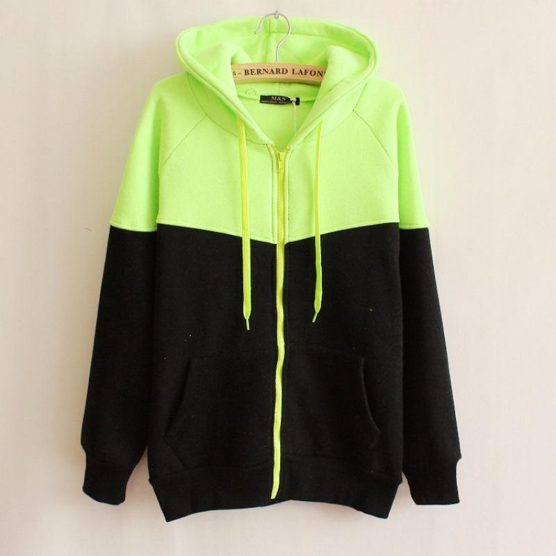 Women's 2019 Korean Style Hooded Fleece Zip-Up Sweatshirt Jacket