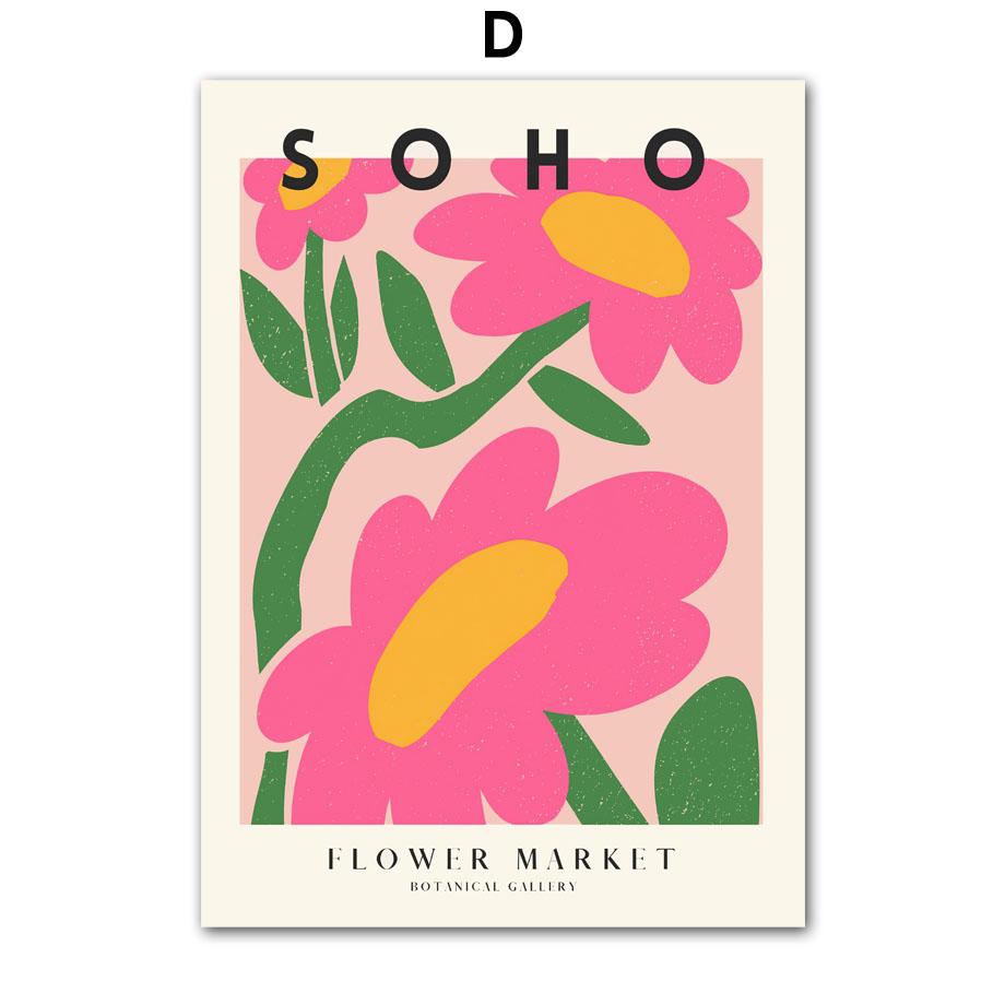 Boho Vas Blommor Katt Citron Frukt Abstrakta Affischer Och Tryck Väggkonst Kanvasmålning Hotell Bar Bild för Vardagsrumsinredning