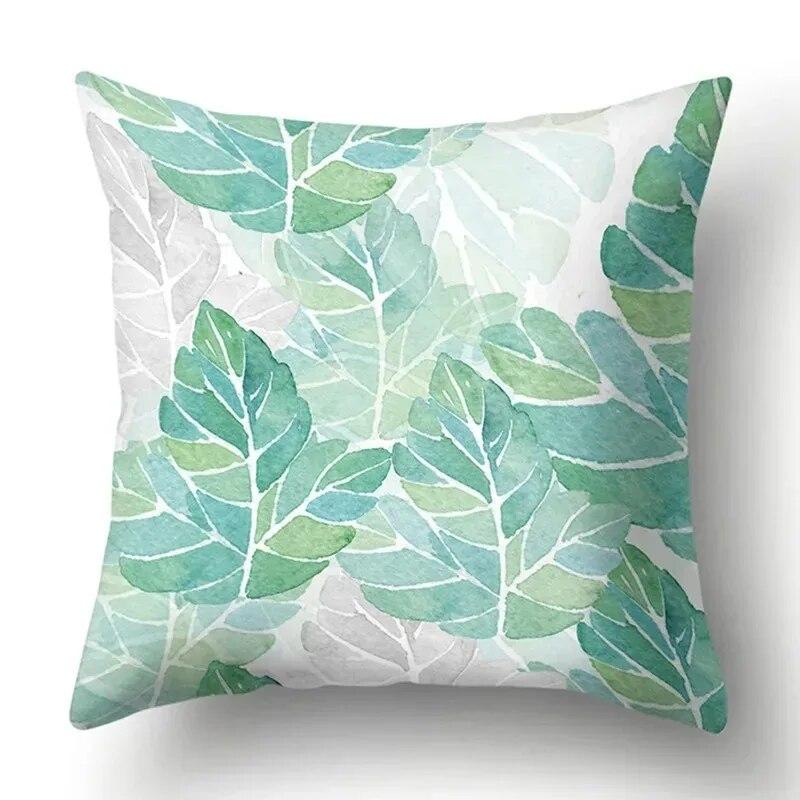 Watercolor Plant Leaf Print Pillow Cover Home Decoration Living Room Sofa Cushion Cover Bedroom Room Decoration 45x45cm