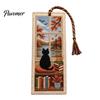 Cross Stitch Bookmark DIY Kit for Adults Beginners, Seasonal Cat Handmade Embroidery Kit, Gifts Lovers, Readers Reading Accessory