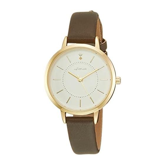 Fieldwork Watch Analog Simple Gold Leather Strap JN001-5 Women s Dark Brown