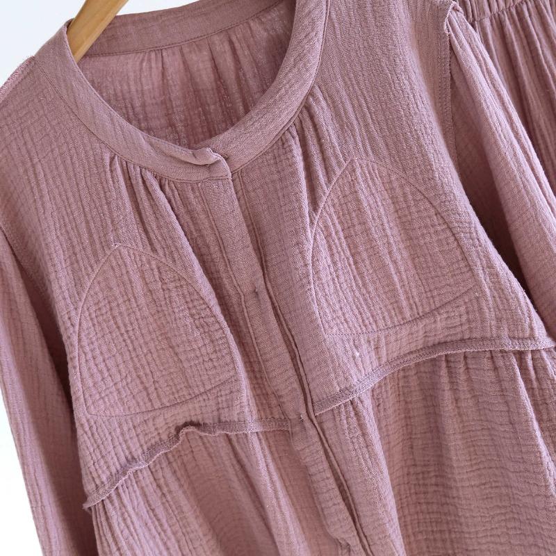 2026 New Women's Spring and Autumn Pajama Set 100% Cotton with Chest Mat Round Neck Long Sleeve Home Clothes Two Piece Set