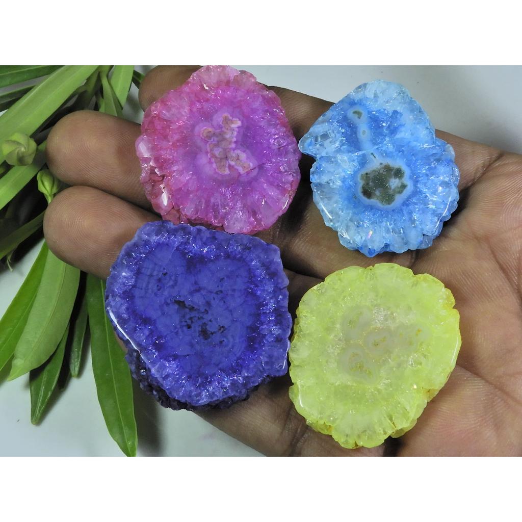 278Cts. Dyed Solar Durzy Agate 4Pcs Crystal Loose Gemstone Lot 31X35-32X32MM A-228