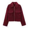 Women's Solid Color Fashionable Soft Woolen Short Jacket Jacket