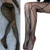 Women Sheer Mesh Black Pantyhose with Crisscross Patterned Design Hollowout Fishnet Tights Stockings Lingerie Hosiery