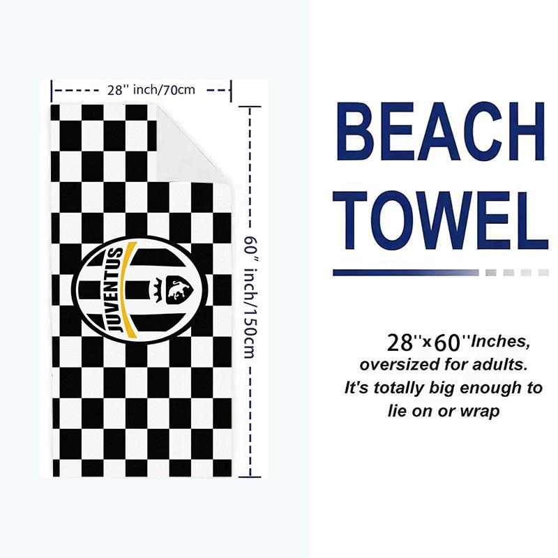Juventus FC Print Beach Towel, Large Soft Quick Dry Towel for Beach Camping Swimming