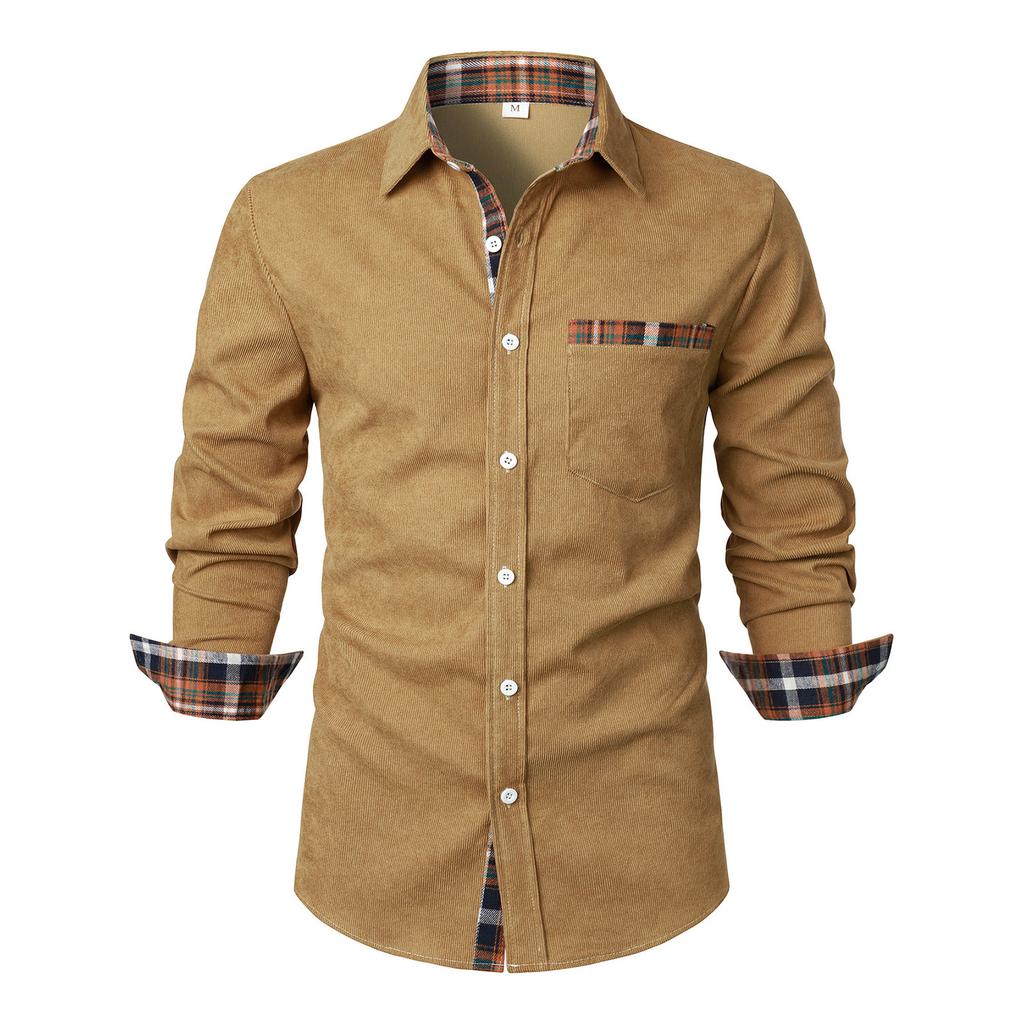 Men's Casual Outdoor Collared Corduroy Long-Sleeve Shirt