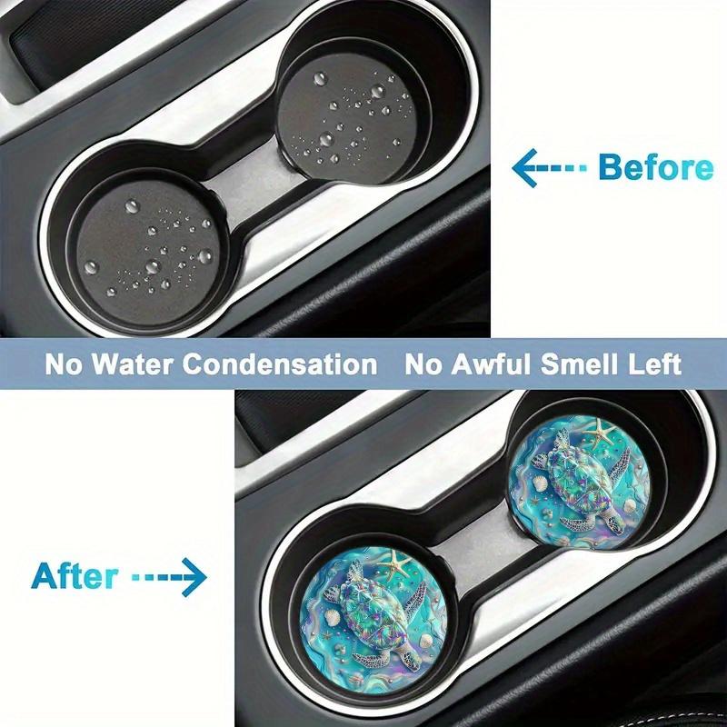 Pair of EVA Car Coasters Featuring a Sea Turtle Pattern - Non-Slip Universal Inserts for Vehicle Cup Holders