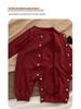 Unisex Red Baby Romper: 100 Days Full Moon Festive Outfit, Pure Cotton, Spring/Autumn, New Year Horse Theme.