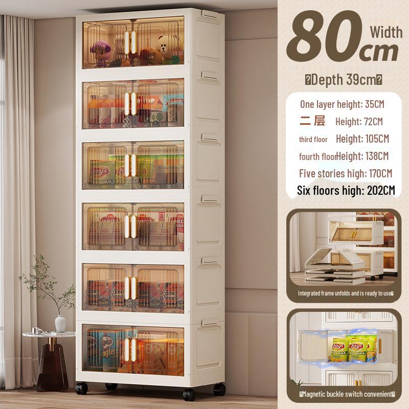 Portable Multi-Layer Folding Storage Cabinet for Kitchen and Living Room
