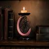 Cool Girly Room Decor Halloween Pink Moon Spider Candle Holder Sweet Dark Aesthetic Tray for Aromatherapy Stand Pillar Candles Gothic Resin Tabletop