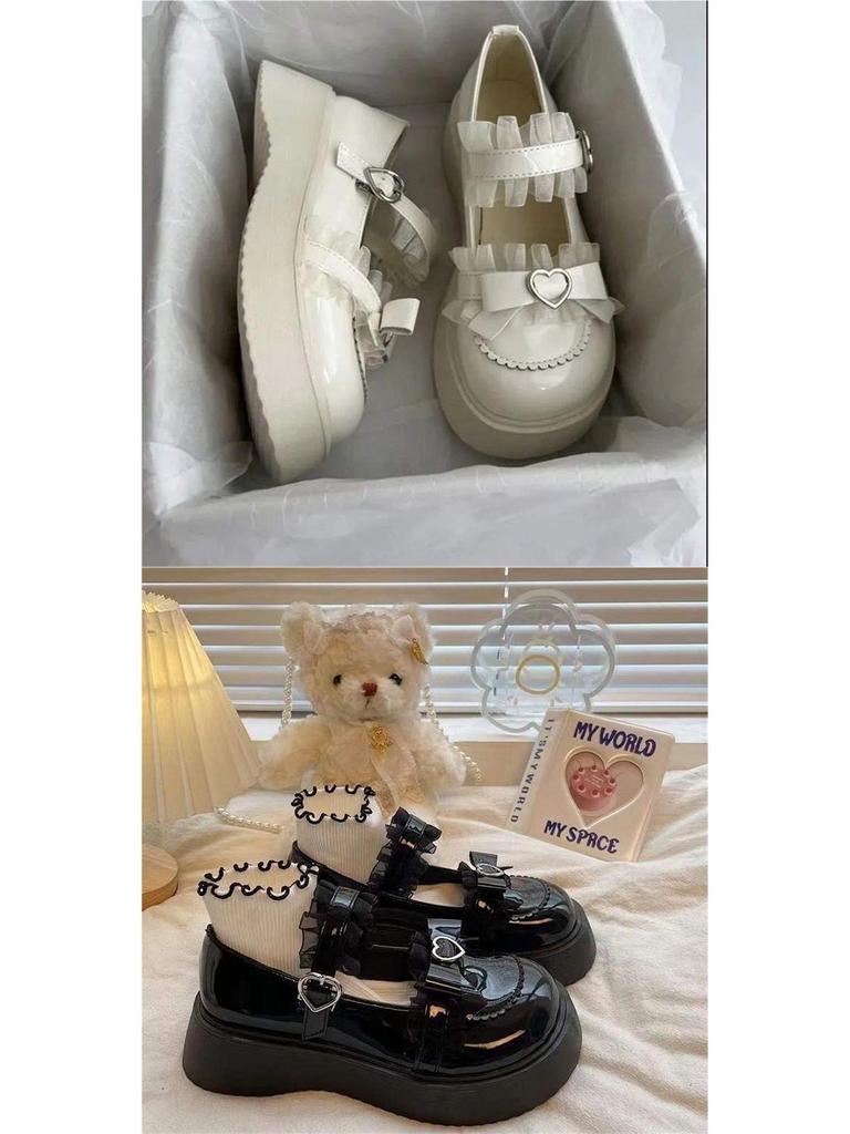 Originale japanische Lolita Mary Jane Schuhe - Damen Leder Schuhe mit dicker Sohle