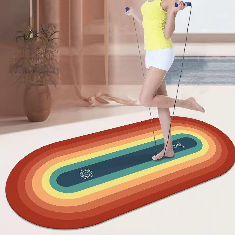 Colorful Soft Skip Rope Mat Large Non-slip Indoor Room Fitness Sports Shock Absorption Skip Rope Mat Yoga Carpet Tatami Area Rug