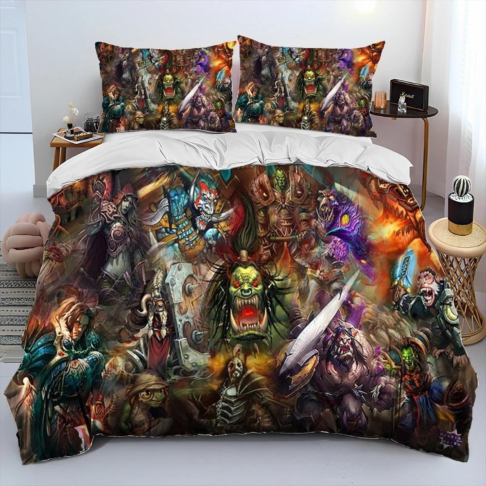 World of Warcraft, WOW, Zestaw pościeli dla gracza, Poszwa na kołdrę Zestaw do łóżka, Poszwa na kołdrę Poszewka na poduszkę, Zestaw pościeli rozmiar king queen