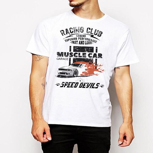 Muscle Car T-Shirt Sports Retro Motorcycle Vintage throttle drift and drag tee M