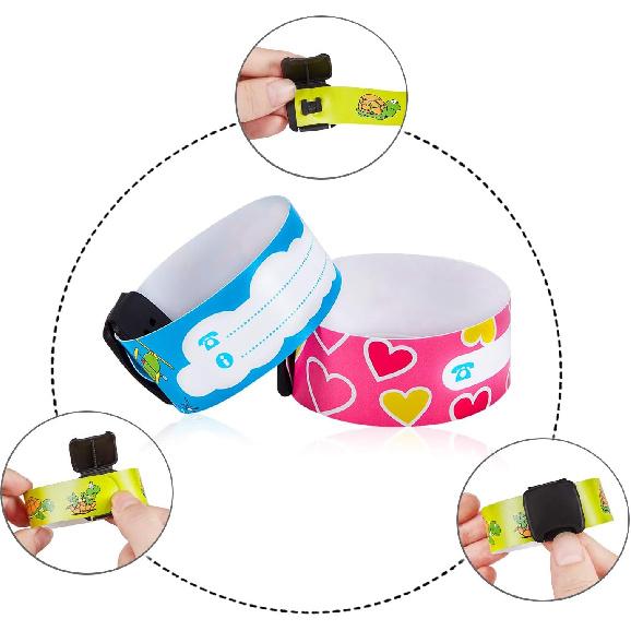 36 Pieces Child Safety ID Wristband Anti Lost ID Children Wristband Reble Identification Bracelets Adjustable Waterproof ID Band for Boys and Girls