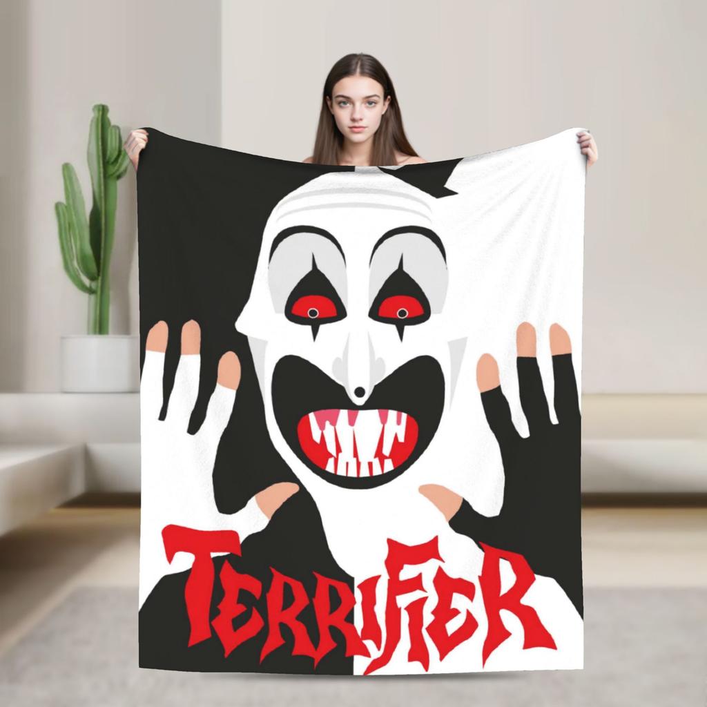 Terrifier Horror Film Blanket Quality Soft Warm Throw Blanket Winter Child Couch Chair Sofa Bed Novelty Bedspread