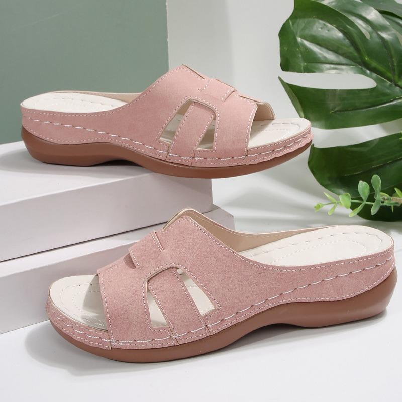 Summer new large-size platform slippers women's shoes one-size fish mouth slippers outer wear beach shoes