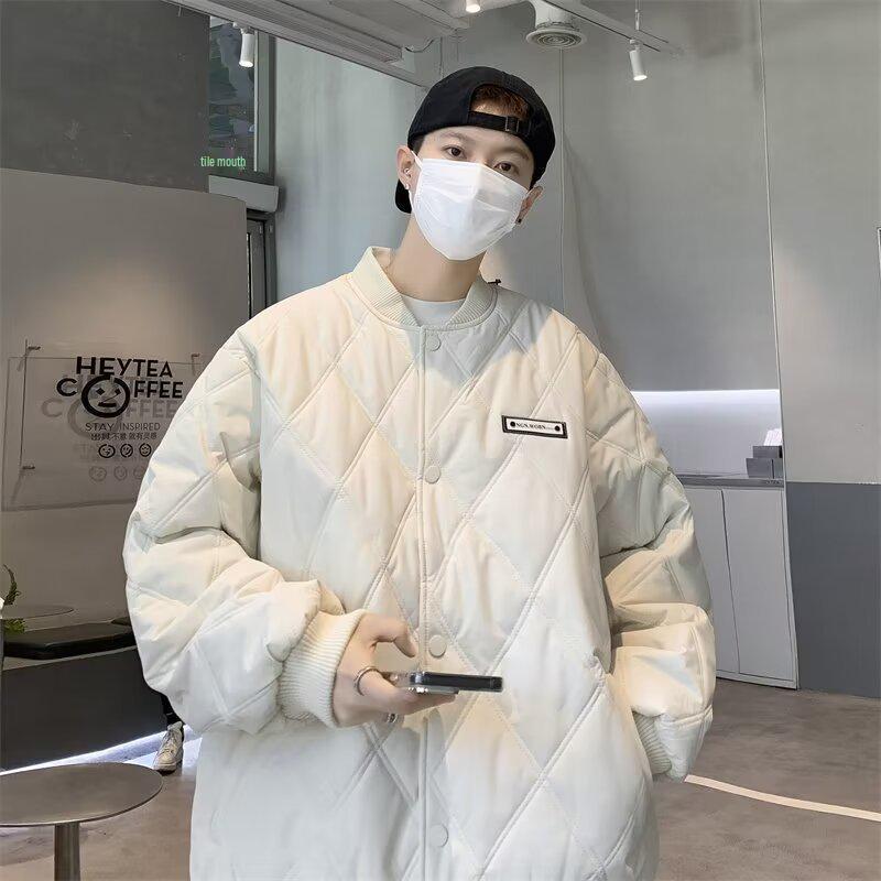 Men's Korean-Style 2025 Winter Jacket: Trendy Cotton with Diamond Quilting - Warm and Casual.
