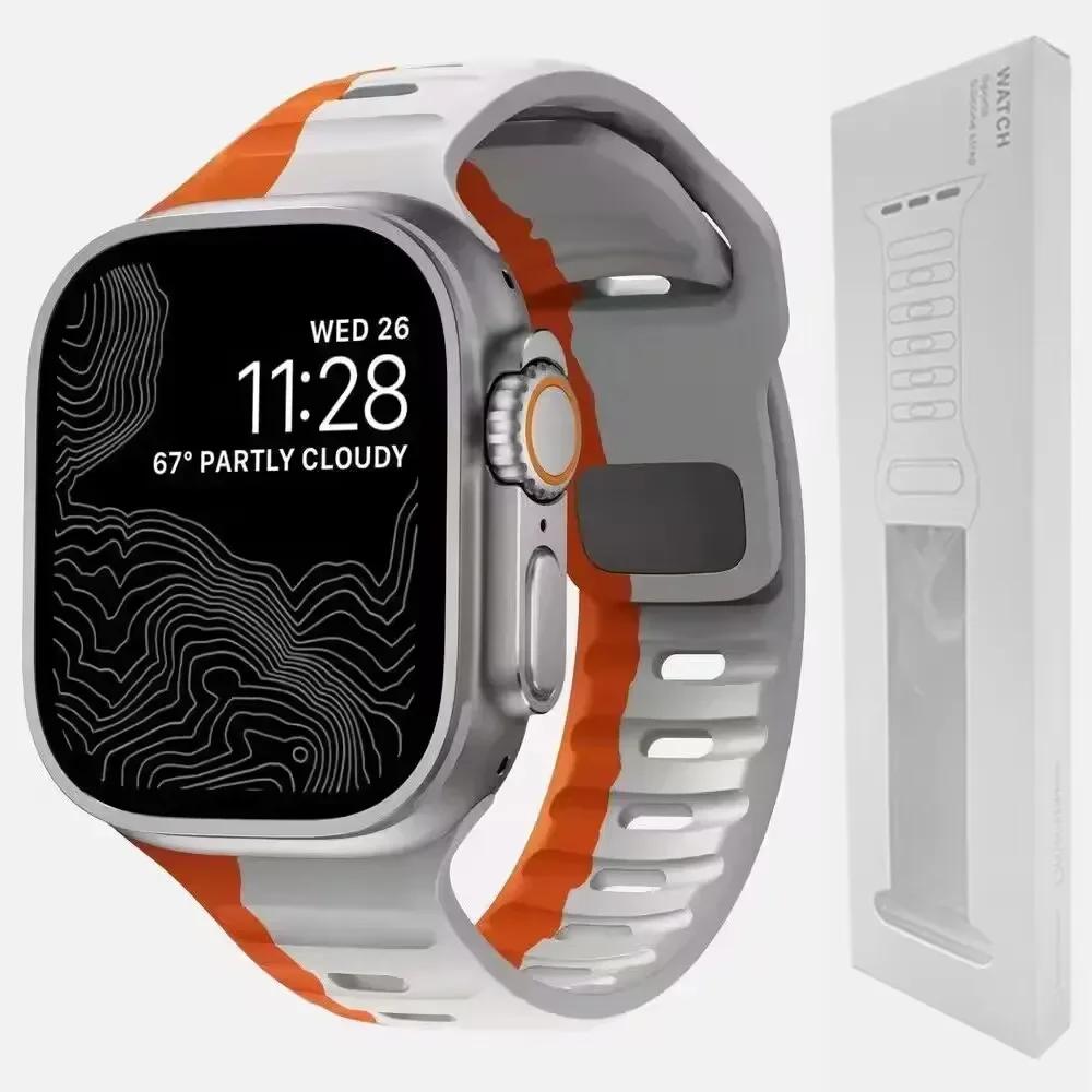 Soft Silicone Strap For Apple Watch Band Ultra 2 49mm 44mm 45mm 42mm 41mm 42mm sport Watchband iwatch Serise 5 6 7 8 9 bracelet