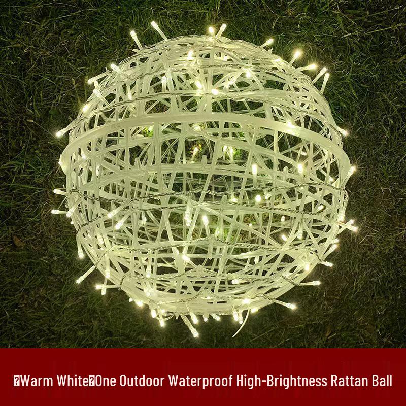 Outdoor Waterproof LED Rattan Ball String Lights for Tree Decoration - Flashing Holiday Lighting for Christmas and Spring Festival