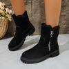 Women's Square Heel Snow Boots - Winter Thermal Fur Lined Slip-Resistant Casual Boots, Warm Fashion Ankle Boots with Thick Fleece