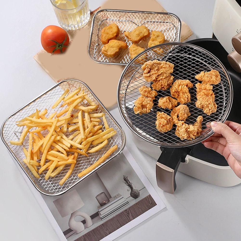 Stainless Steel 3 Layer Dehydrator Rack Set for Air Fryers with Silicone Feet and Oil Brush for Convenient Cooking
